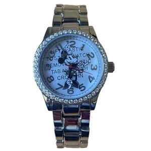 Disney Accutime Minne Mouse Silver Rhinestone Watch New with Box
